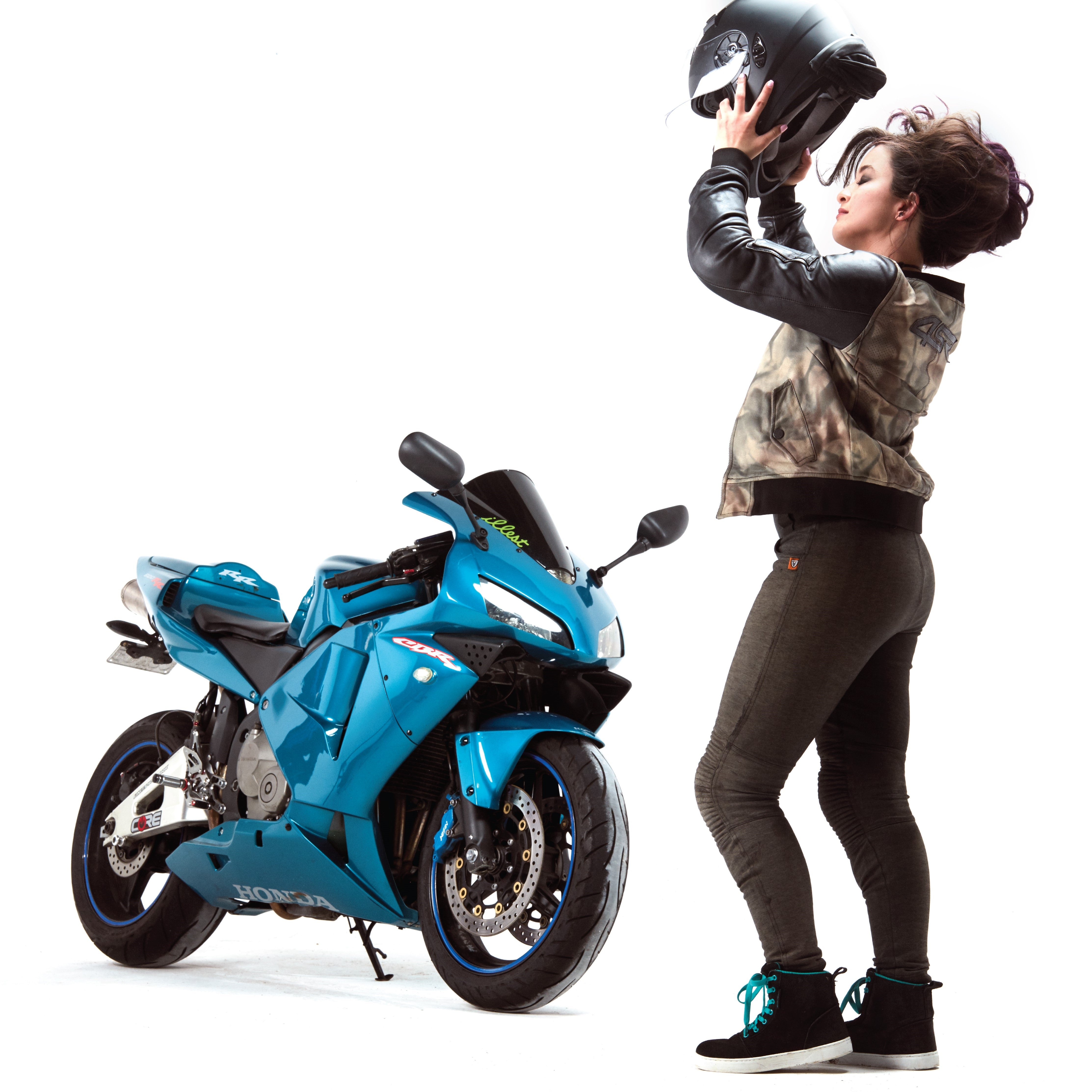 HIGHTAIL Helmet-mounted Hair Protector Black Logo